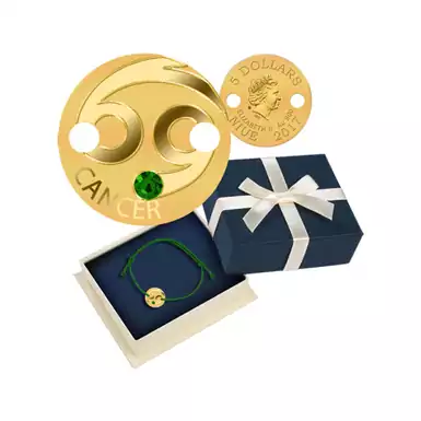 Коллекционная золотая монета-браслет «Zodiac Cancer» 5 долларов остров Ниуэ 2017 год