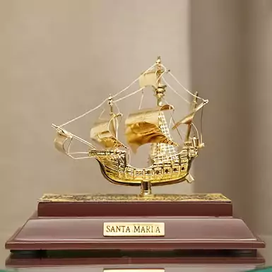 Сувенірний корабель "Santa Maria" від Anframa (ручна позолота) 9 см