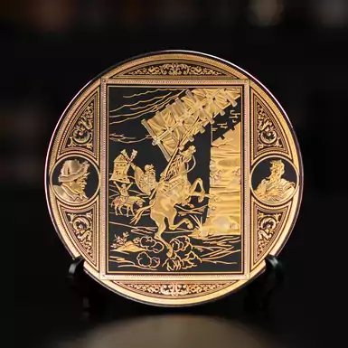 Декоративна тарілка "Дон Кіхот" (діаметр 16 см) від Anframa (ручна позолота)