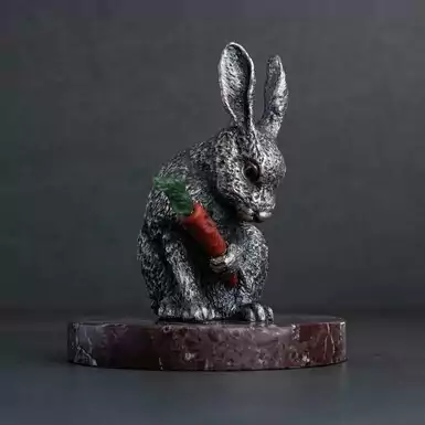 Серебряная фигура "Кролик" ручной работы