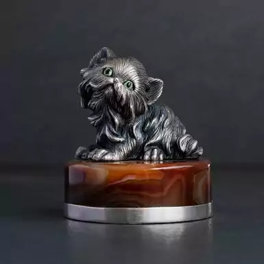 Серебряная фигура "Котёнок" ручной работы