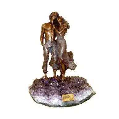 Bronze statuette "Lovers" on an amethyst base from Ebano Internacional