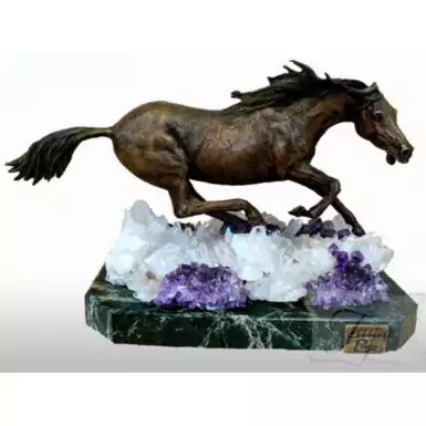 Bronze statuette "Gallop" on a marble base from Ebano Internacional