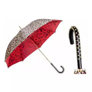 Umbrella-walking stick "Leopard and Rose" from Pasotti