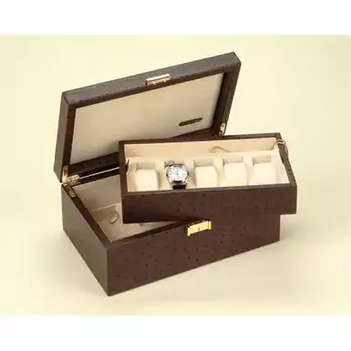 Brown box for watches and accessories "Ostrich" 