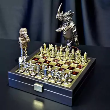 Дорожній шаховий набір «Musketeers Red» від Manopoulos (20 х 20 см)