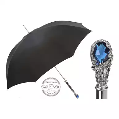 Зонт-трость с синим драгоценным камнем и кристаллами Swarovski от Pasotti