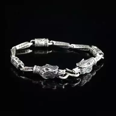 Браслет "Вовки і три руни" (срібло) від ARHAIKA