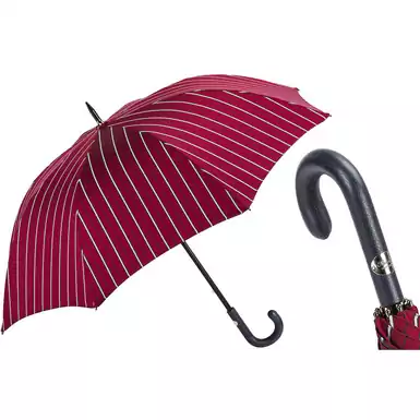Зонт-трость в полоску с кожаной ручкой от Pasotti