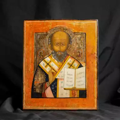 Старинная икона "Святой Николай", последняя треть XIX века