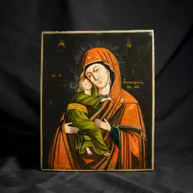 Старинная икона "Владимирская Богородица", последняя треть XIX века