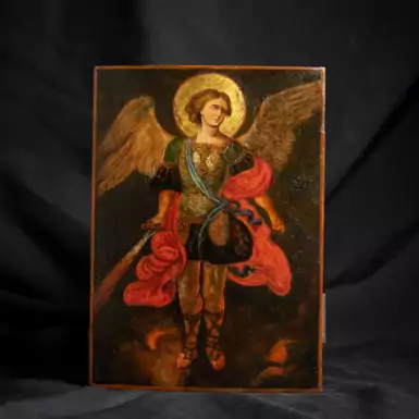 Старинная икона "Архистратиг Михаил", конец XVIII-начало XIX века
