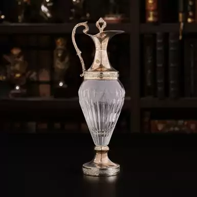 Раритетный декантер для вина (стекло, серебро), 34 см, начало 20-го века, Франция