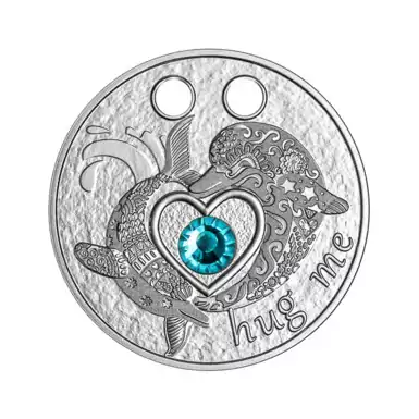 Серебряная монета-кулон с кристаллом "Любовь", 500 франков