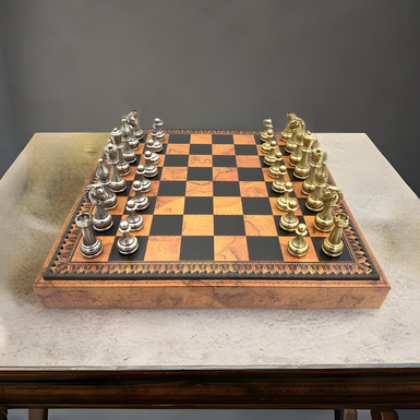 A unique set of metal game figures with a board made of eco-leather from the Italfama brand