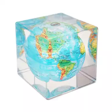 Глобус-куб, що самообертається "Фізична карта" (діаметр 12,6 см) від Mova
