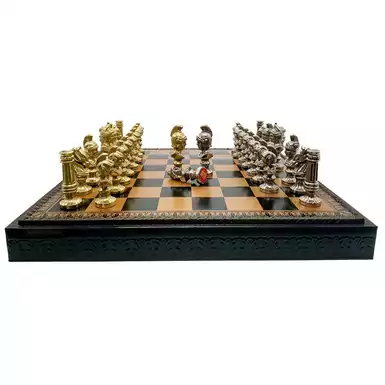 Уникальный игровой комплект (шахматы, нарды, шашки) из металлов коллекции "Busto Romano" от Italfama