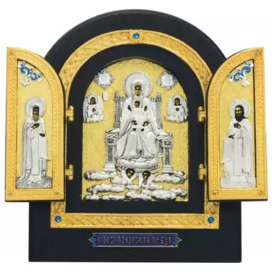 Folding three-piece icon of the Kiev-Pechersk Mother of God