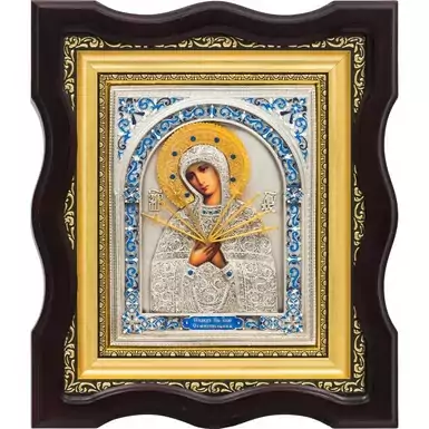 Посеребрённая икона «Богородица Семистрельная»