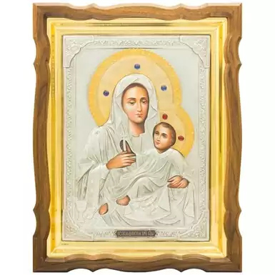Посеребрённая Козельщанская икона Божией Матери