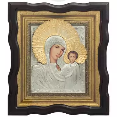 Посеребрённая Казанская икона Божией Матери