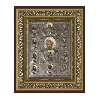 Silver-plated Kursk-root icon "Our Lady of the Sign"
