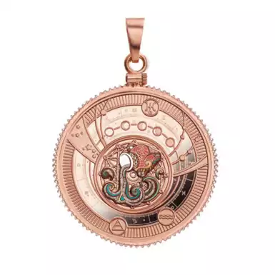 Серебряная монета-кулон с покрытием розовым золотом "Aquarius", 500 франков