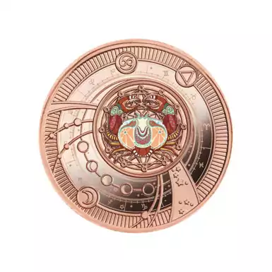 Silver pendant coin with rose gold plating "Cancer", 500 francs