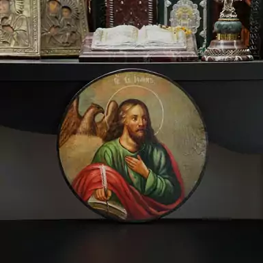 Старинная икона «Святой Евангелист Иоанн» последней четверти XIX века