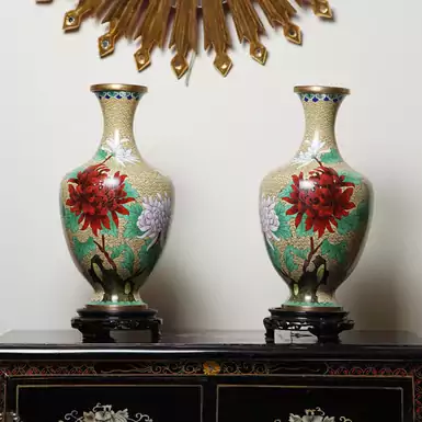Пара винтажных ваз "Cloisonné", середина ХХ века, Китай