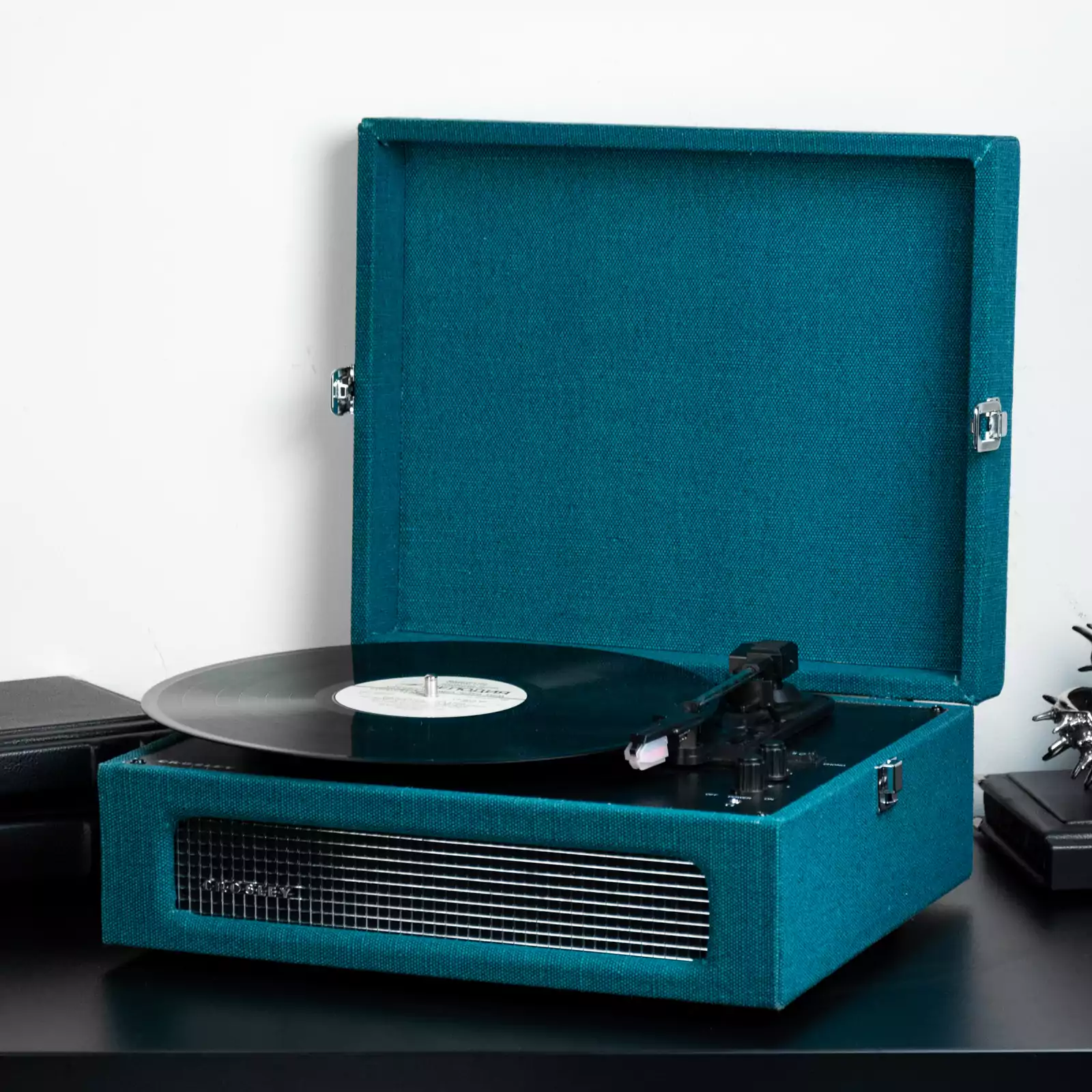 Vinyl player "Voyager Portable Turntable with Bluetooth In/Out Dark Aegean" by Crosley