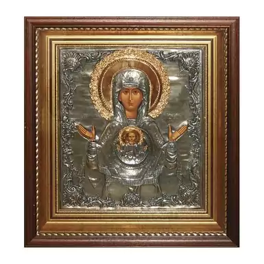 Silver Plated Icon of the Blessed Virgin Mary "The Sign"
