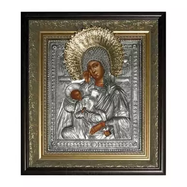 Посеребрённая икона Богоматери «Утоли моя печали»