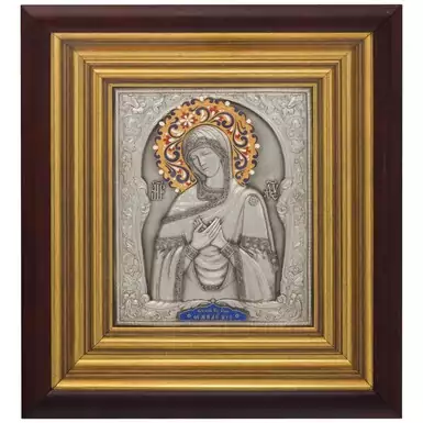 Silver-plated icon of Virgin of Tenderness