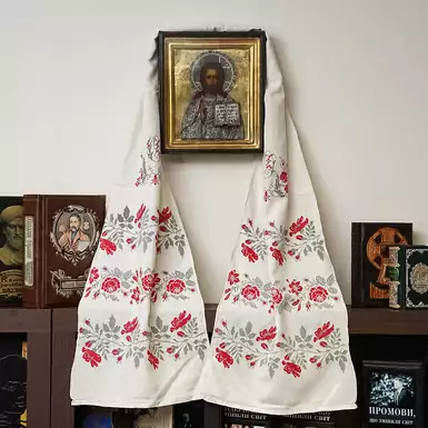 Рушник із вишивкою хрестиком на домотканому конопляному полотні, Сумщина, перша половина 20-го століття, ручна робота