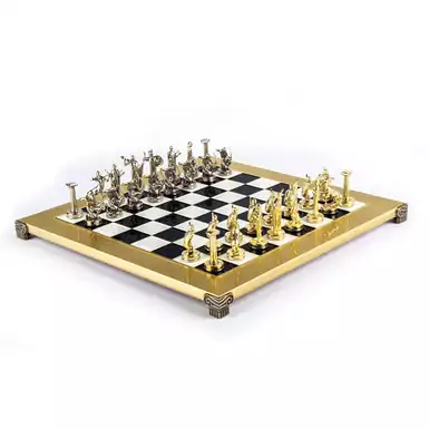 Подарункові шахи Греція чорно-білий від Manopoulos (36x36 см)