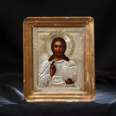 Икона "Иисус Христос" в серебряном окладе, конец XIX века