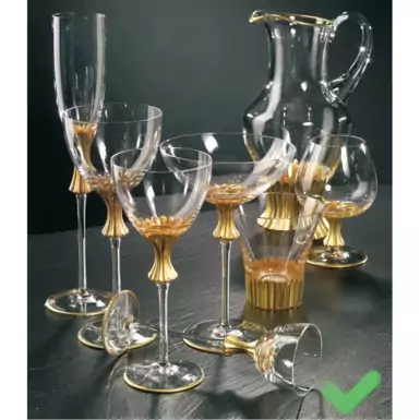A set of 6 gilded goblets with a high stem by the Italian brand Cre Art