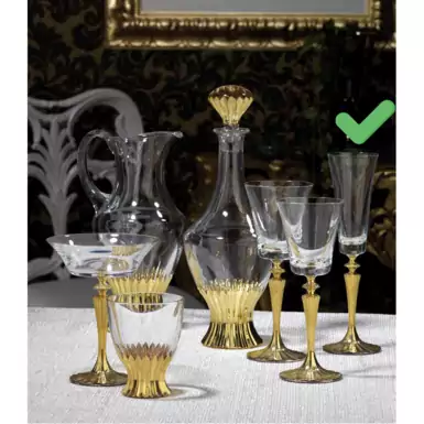 Set of 6 champagne glasses with gilded stem by Cre Art