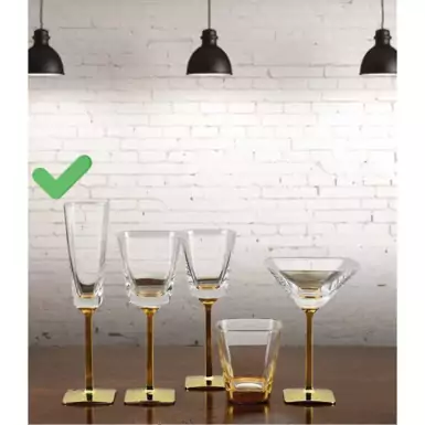 Set of 6 beautiful champagne glasses with gilded stem by Cre Art
