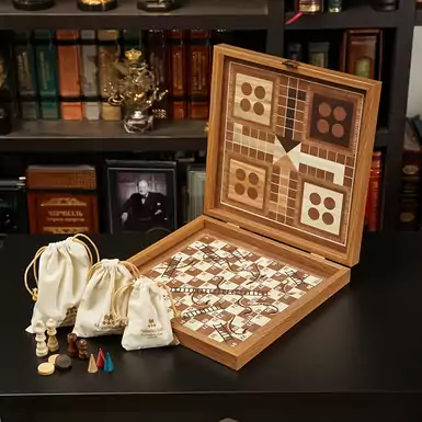 Комбинированная игра Classic Style 4 в 1 (нарды, шахматы, лудо, змеи) от Manopoulos