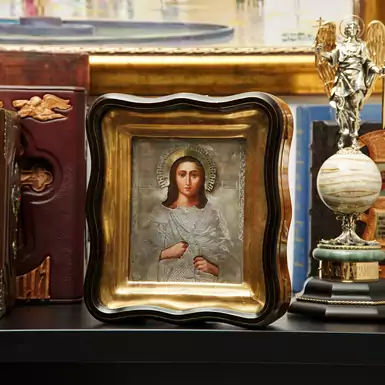 Старовинна ікона Святого Юрія у срібному окладі другої половини 19 століття