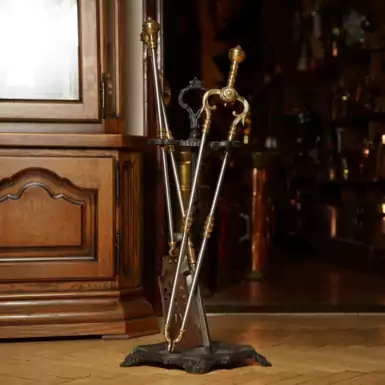 Three-piece fireplace set "Torch", late 19th - early 20th century