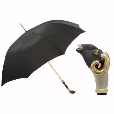 Зонтик с латунной ручкой в форме головы муфлона от Pasotti
