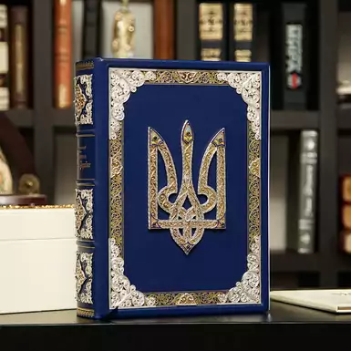 Книга «Иллюстрированная история Украины» в коробке, М. Грушевский, золото, серебро, медь, эмали, дерево