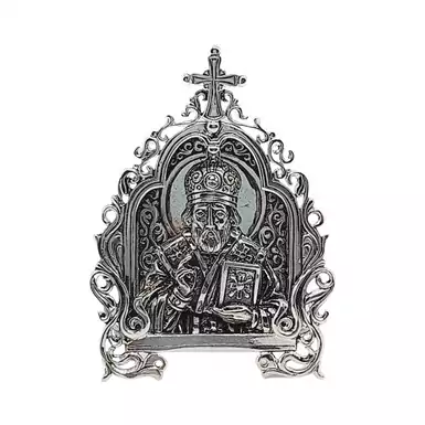 Icon of Nicholas the Wonderworker in silver