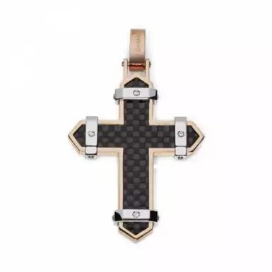 Men's pendant with diamonds "Black Cross" by Baraka
