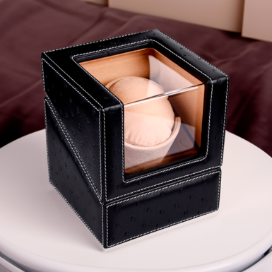 Winder box for 1 watch "Black leather" by Rothenschild