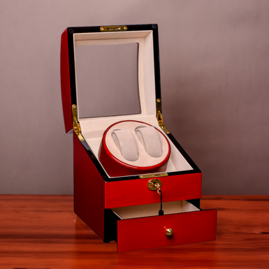 Winder box for 2 watches "Deep red" by Rothenschild