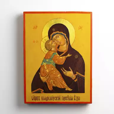 Икона Владимирской Божьей Матери с сусальным золотом, 90-е годы 20 века